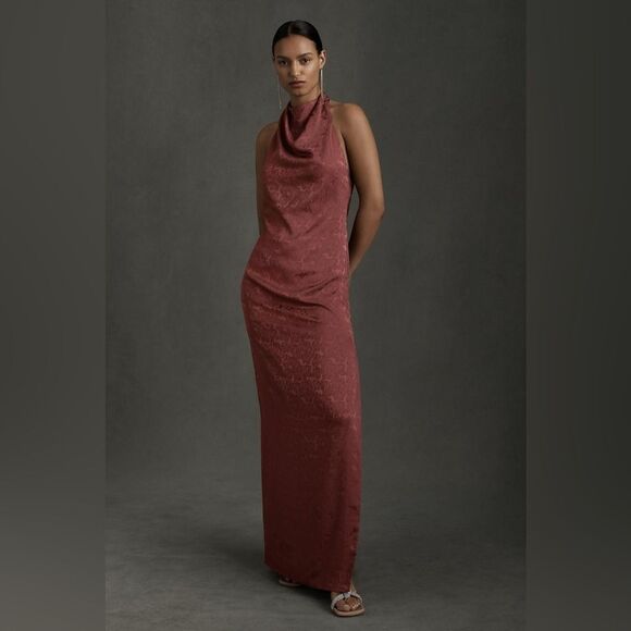 FAME AND PARTNERS CHRISLEY JACQUARD HALTER DRESS - Picture 1 of 4